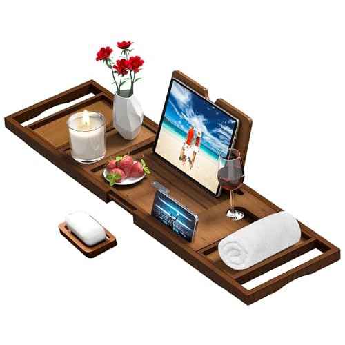 Premium Bathtub Tray Caddy - Bath Table Tray for Bathtub - Bath Tub Tray Table for Bathtub, Expandable Size, Fits Most Bath Tubs