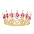 Gold & Rose Rhinestone Wedding Crown Tiara for Women