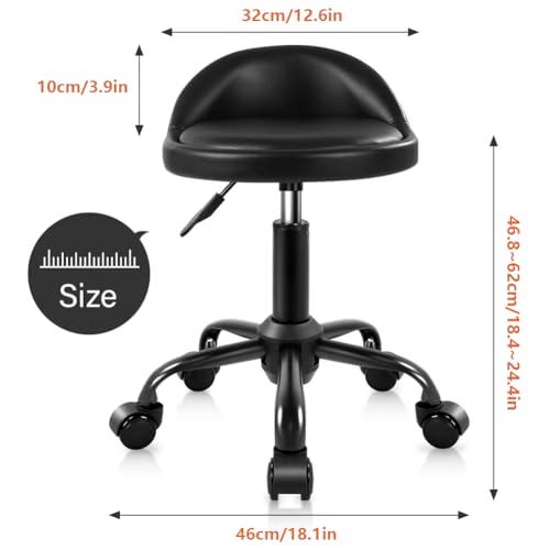 KKTONER Rolling Stool with Backrest - Height Adjustable Drafting Chair