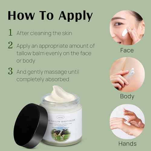 Beef Tallow Moisturizer,Beef Tallow for Skin,Organic Grass Fed Beef Tallow with Raw Honey Moisturizing Cream, Whole Body & Face Moisturizer£¨4oz£©