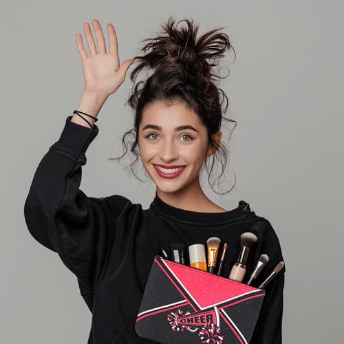 Cheerleader Makeup Bag Canvas Cosmetic Organizer RoseRed