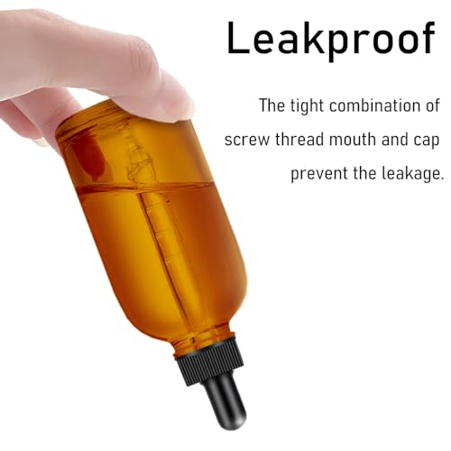 Amber Glass Dropper Bottles 4oz - 6 Pack with Pipettes & Labels