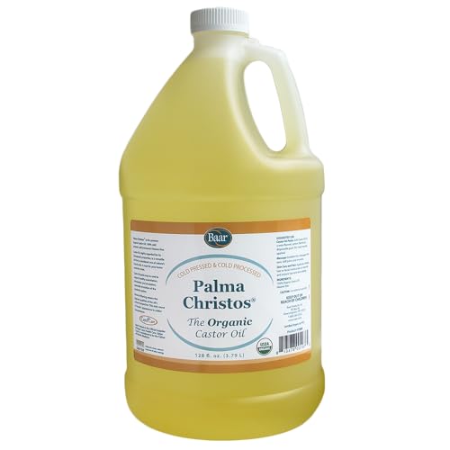 Baar Organic Castor Oil - Gallon - Palma Christos® Brand - Hexane FREE! Cold Pressed! Many castor oil uses! Castor oil for Hair, Eyelashes, Eyebrows, Skin, Eliminations. A Healing Oil! Guaranteed