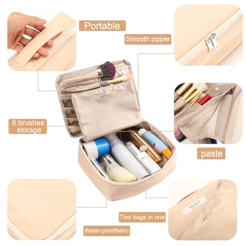 Queboom Large Capacity Travel Makeup Bag - Waterproof & Portable