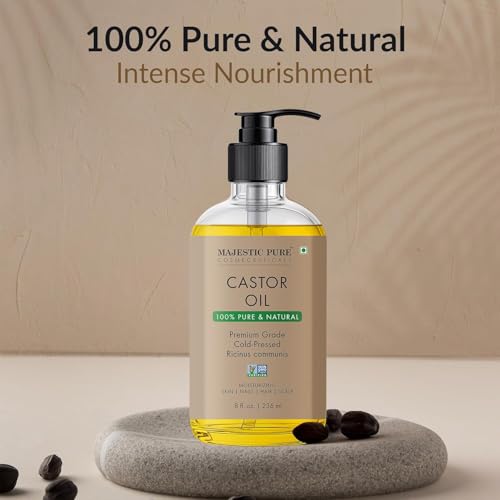 Majestic Pure Castor Oil - 100% Pure & Natural, Cold Pressed, 8 Fl Oz