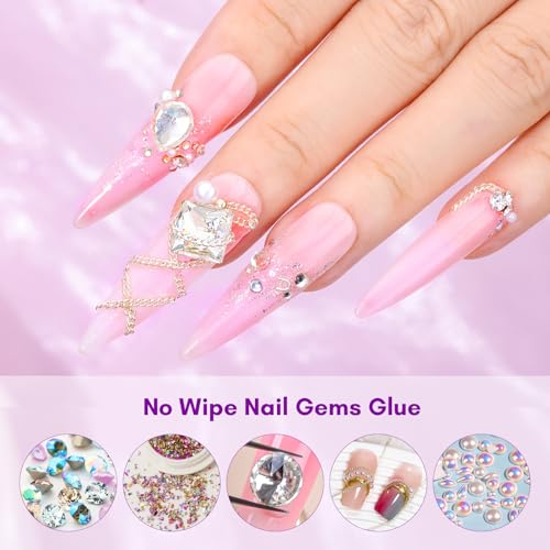 Makartt Rhinestone Glue Set - 12x30ml Medium Viscosity for 1–6mm Rhinestones & 3D Charms (Variation: Nail Rhinestone Glue Set, 12 x 30ml)
