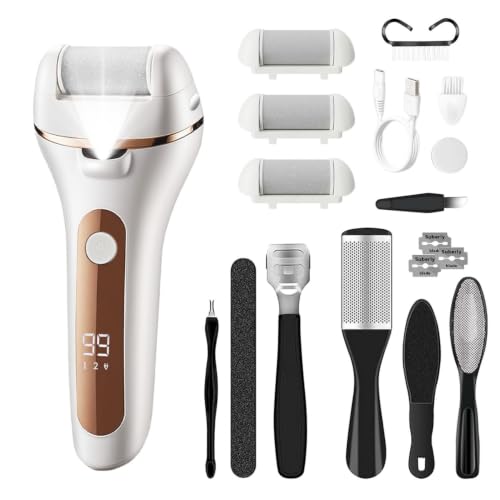Electric Foot Callus Remover - Rechargeable, Waterproof with 3 Roller Heads & LED Display