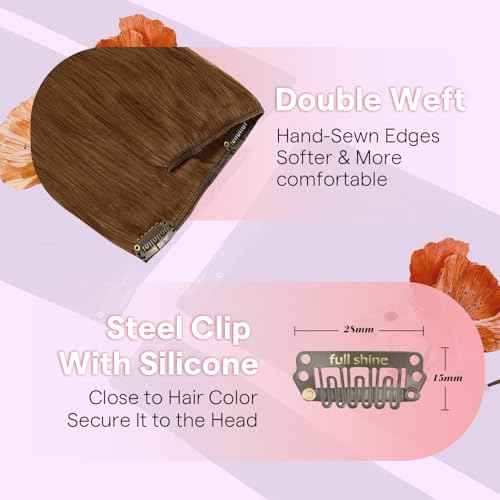 Full Shine Orange Clip in Hair Extensions Real Human Hair, Copper Extensions for Women Real Hair, 18 Inch Remy Double Weft Hair Extensions Clip ins for Thick Hair, 18inch 7 Pcs 120G