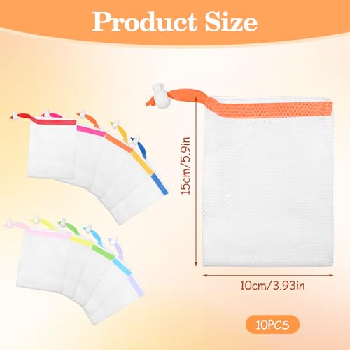 10 Pcs Mesh Soap Bags with Drawstring – Foaming Net for Bar Soap