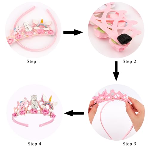 Pink Flower Crown Headband for Girls' 5th Birthday Party