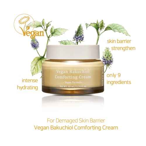 Vegan Bakuchiol Comforting Cream, Gentle Retinol Alternative, 25% Shea Butter, Barrier Strengthening & Hydrating, Dew Drop Texture, 2.7 fl.oz