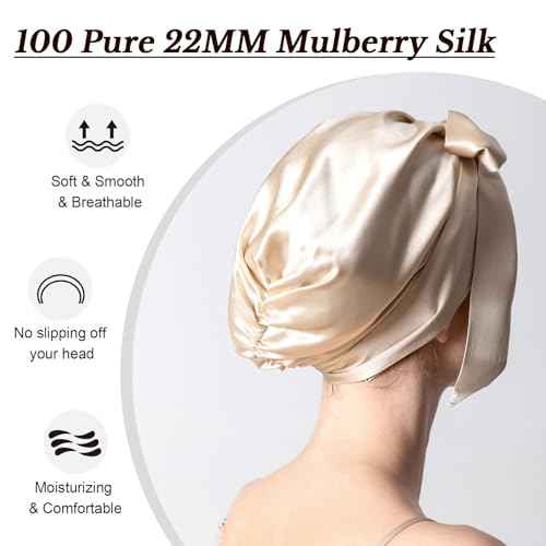 DAISYSILK 100 Pure Mulberry Silk Hair Bonnet for Sleeping Silk Hair Wrap for Women