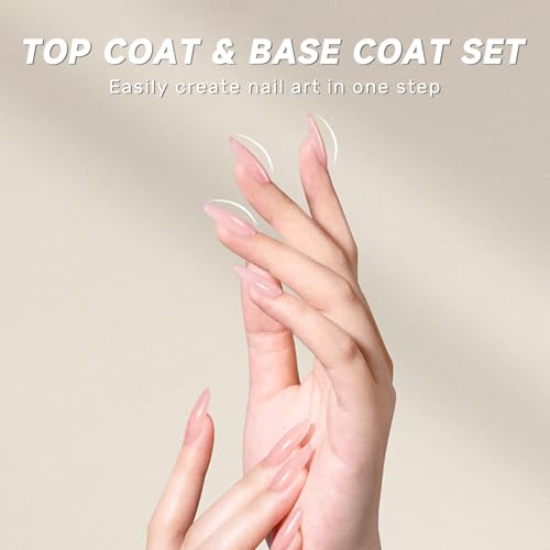 Karroy No Wipe Gel Polish Top Coat & Base Coat Set 2PCS 18ml Long-Lasting High Gloss