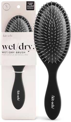 Kitsch Wet Dry Detangler Hair Brush for Women - Flexi Black