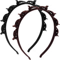 2 Pcs Clip Headband with Comb Teeth, Black & Brown