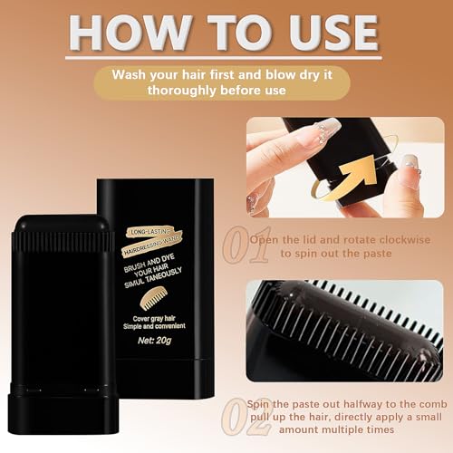 Loobexery 2-in-1 Hair Color Stick & Comb for Quick Gray Coverage