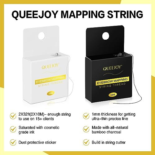 Eyebrow Mapping String Kit - Black & White, 1mm Charcoal Thread