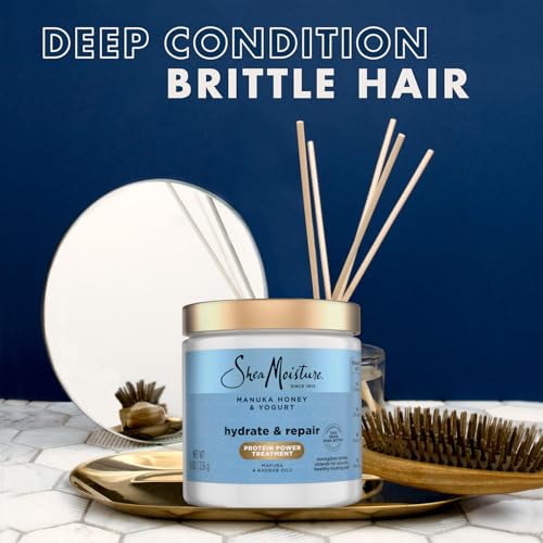 SheaMoisture Hair Mask 2-Pack, Manuka Honey & Yogurt Hydrate & Repair Protein Power Treatment, Deep Conditioner for Dry, Damaged Hair, 8 Oz Ea
