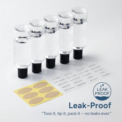 TSA Approved Travel Bottles 3.4oz, 5-Pack Leak Proof