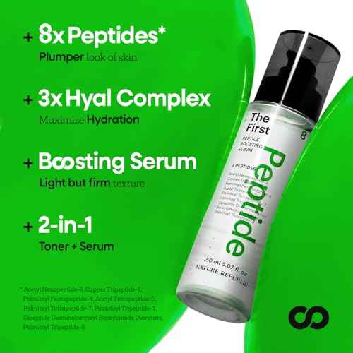 Nature Republic The First Peptide Boosting Serum ? Niacinamide, Hyaluronic Acid, Hydrating & Firming Facial Serum, for Uneven Skin Tone, Korean Skincare, 150ml / 5.07 fl oz