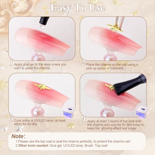 2640Pcs Gold & Silver Star Nail Charms Set with Caviar Beads & Tweezers