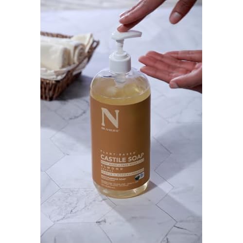 Dr. Natural Castile Liquid Soap - Multi-Use Body Wash, Shampoo and Face Wash - Hydrating Body Soap for Skin, Hair, Pets and Home - Almond - 32 oz.