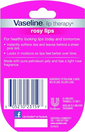 Vaseline Lip Therapy Rosy Lips Flavor Dry Chapped Lips 0.25 Oz (7g)