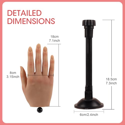 Nail Trainning Practice Hand with Clamp, Acrylic Nail Technician Manicure Supply, False Fake Hands for Nail Manicure, Best Manicure DIY Print Practice Tool