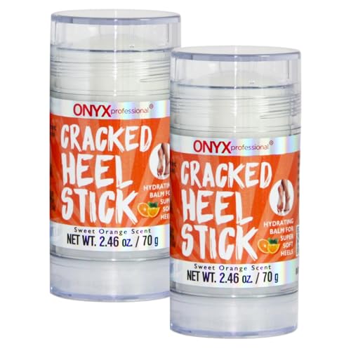 Onyx Professional Cracked Heel Repair Balm Stick (2 Pack) Dry Cracked Feet Treatment, Moisturizing Heel Balm Rolls On So No Mess Like Foot Cream or Foot Lotion, Rescues Cracked Feet, Orange Scent