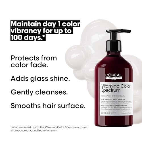 L'Or?al Professionnel Paris Vitamino Color Spectrum Deep Conditioner - Maintains Day 1 Vibrancy, Ultra High Glass Shine, Rich Vibrant Colors, Strengthens & Smoothens Hair, Color Toning