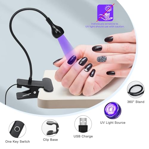 UV Nail Lamp with Gooseneck & Clamp, 4-Level Dimming