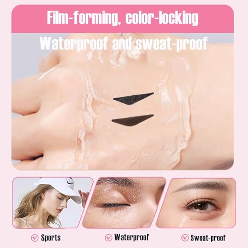 2PCS Gel Eyeliner Pencil Set, Foldable Eyeliner Stamp for Perfect Wings, Waterproof Eyeliners Tool, Smudge Proof Eyeliners Pen for Beginners (Black+Brown)