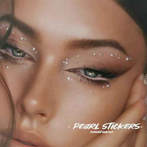 Star & Pearl Face Eye Gems, Self-Adhesive Hair Jewels, Sparkly Face Jewels for Makeup, Stick on Gems Pearl Rhinestones Stickers, Rave Accessories for Hair, Eye, Kids, Women