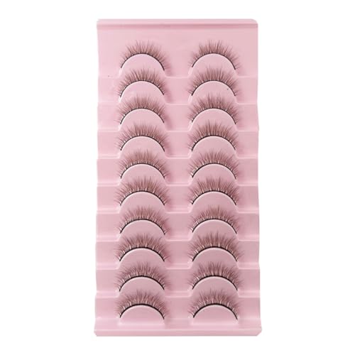 Brown Eyelashes Natural Lashes Cat Eye Wispy False Eyelashes Mink Fluffy Dramatic Light Brown Strip Lashes Long Volume Fake Eyelashes 10 Pairs (MQ611)