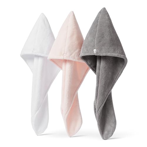 Microfiber Hair Towel Wrap - Quick Dry, 3-Pack