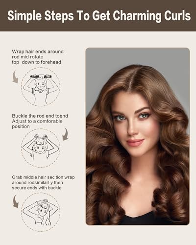 Heatless Hair Curling Rod Set with Satin Scarf - Velvet Overnight Rollers