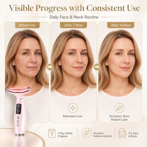 Pink 7-Color Face Sculpting Tool with Red Light Therapy for Face & Neck - GIHWRRI
