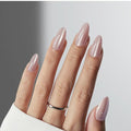 VIYOVEX Champagne Cat Eye Almond Press On Nails - 24Pcs Reusable Kit, 12 Sizes with Glue, Glossy Finish