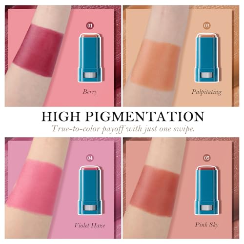 SPF 50 Blush Stick with Sunscreen - Waterproof Hydrating Cream Blush
