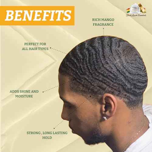 Ultra-Smooth 360 Wave Pomade for Men, Deep Waves, Strong Hold and Shine for Wavy Hair, Shea Butter and Mango Butter, Non-Greasy Formula (Money Mango Pomade, 4oz)