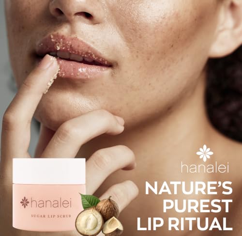 Hanalei Vegan Sugar Lip Scrub - Hawaiian Cane Sugar Exfoliator, 22g - Lip Treatment & Moisturizer