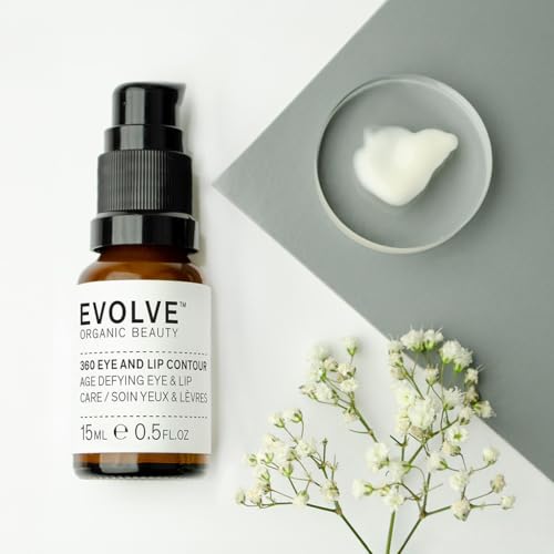 Evolve Organic Beauty - 360 Eye + Lip Contour Cream | Invigorate, Protect, Rejuvenate | Green Tea, Pomegranate | Small-Batch, Vegan Clean Beauty (0.45 oz | 15 mL) Packaging May Vary