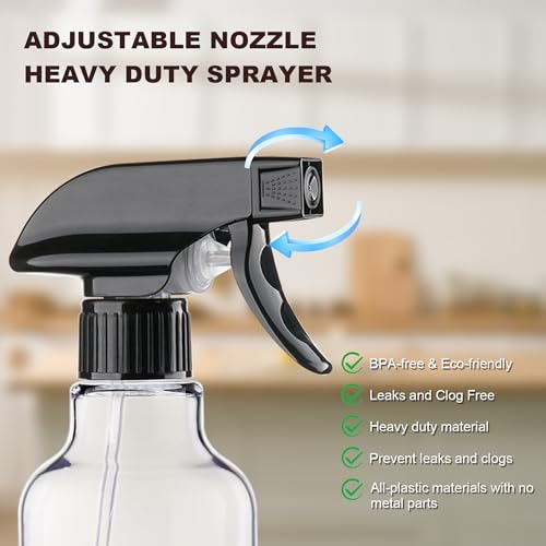 16.9oz Plastic Spray Bottles - 2 Pack Refillable Trigger Sprayers