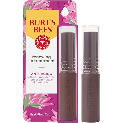 Burt’s Bees Renewing Lip Treatment, With Naturally Derived Retinol Alternative and Ceramides, Lip Treatment With Responsibly Sourced Beeswax, Tint-Free, Anti-Aging, 0.16 oz.