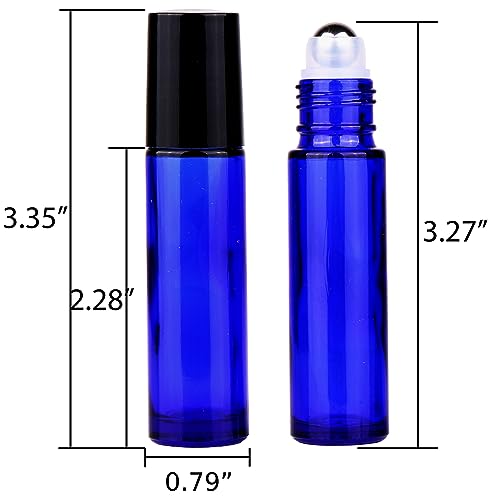 10ml Cobalt Blue Essential Oil Roller Bottles - 12 Pack