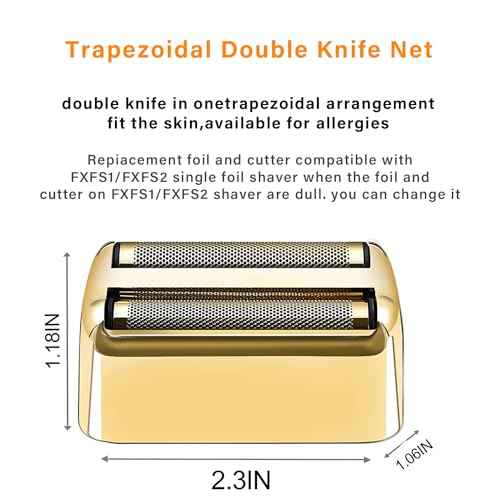 4 Pcs Replacement Foil and Cutters Compatible with BaBylissPRO Double Foil Shaver, Replacement Foil Compatible with FXFS2 Shaver (Gold)