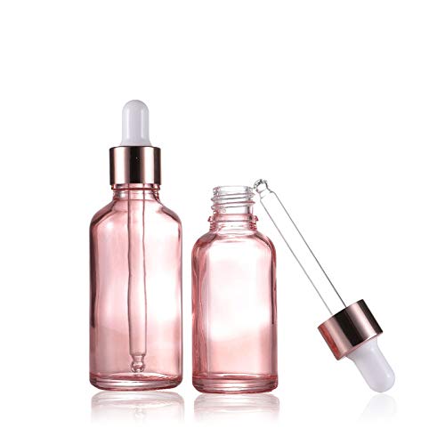 Pink Glass Dropper Bottles 1.7 oz Essential Oil Vials