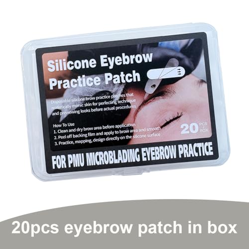20Pcs BrowAid Practice Bandage Silicone Brow Patch Pmu Practice Skin Sticker Permanent Makeup Eyebrow Realistic Practice Eyebrow Patch for Pmu Microblading Practice