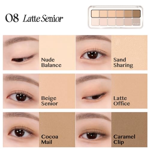 CLIO Pro Eye Palette Air 08 Latte Senior Neutral 12-Color Eyeshadow Makeup