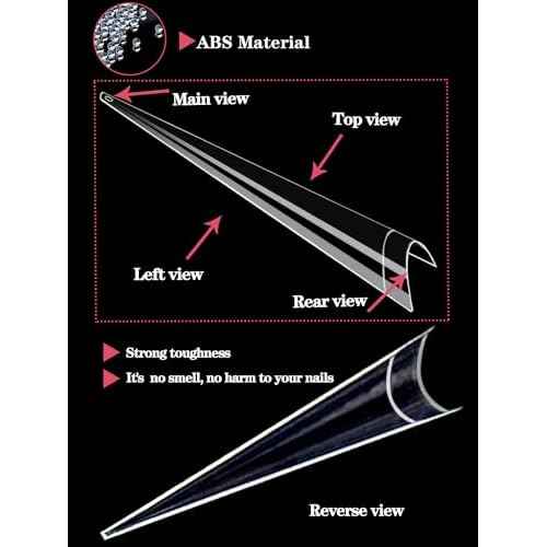 312PCS Extra Long Stiletto Nail Tips for Acrylic Nails Professional, 4XL Half Cover Stiletto Nails Tips, Clear French False Nail Extension, Super Long French Tapered Nails Tip 12 Sizes